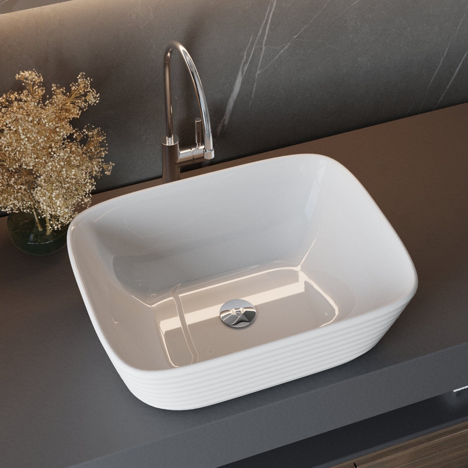 Bathroom White Square Countertop Sink Climate+